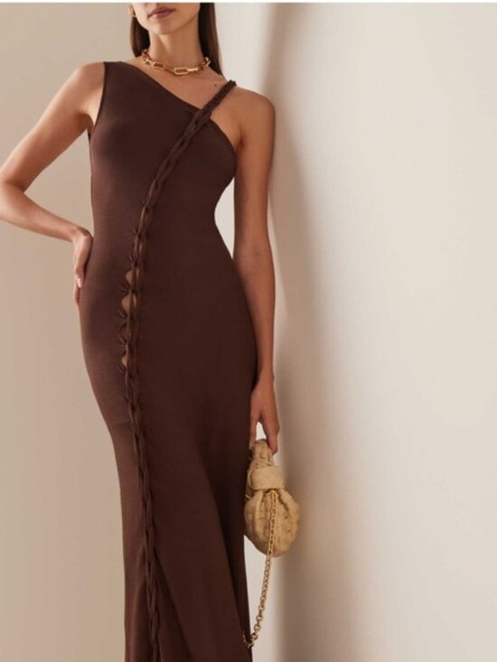 Aya Muse Dresses & Skirts - Aya Muse Birch Asymmetric Maxi Dress in Brown Size XS
